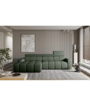 Narożnik ENZO S układ L z elektryczną regulacją siedziska Lewostronny z funkcją spania w ktaninie SORELLA 34 WERSAL