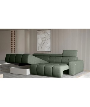 Narożnik ENZO S układ L z elektryczną regulacją siedziska Lewostronny z funkcją spania w ktaninie SORELLA 34 WERSAL