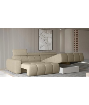 Narożnik ENZO S układ L z elektryczną regulacją siedziska Prawostronny z funkcją spania w ktaninie SORELLA 05 WERSAL