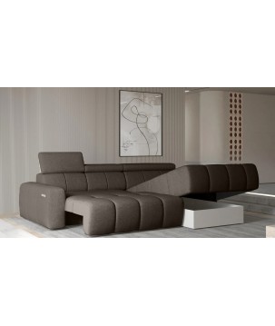 Narożnik ENZO S układ L z elektryczną regulacją siedziska Prawostronny z funkcją spania w ktaninie SORELLA 21 WERSAL