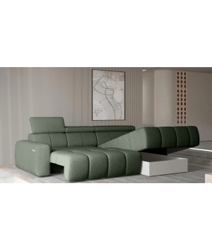 Narożnik ENZO S układ L z elektryczną regulacją siedziska Prawostronny z funkcją spania w ktaninie SORELLA 34 WERSAL