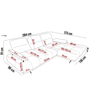 Narożnik FALCAO S układ L Prawostronny z funkcją RELAX w ktaninie AURORA 20 WERSAL