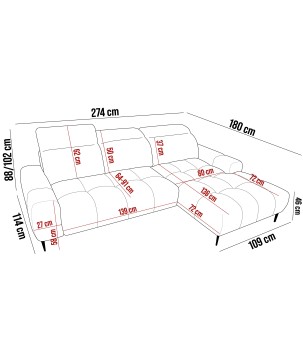 Narożnik GIANO S układ L Lewostronny z elektryczną regulacją siedziska w ktaninie AUSTIN 21 WERSAL