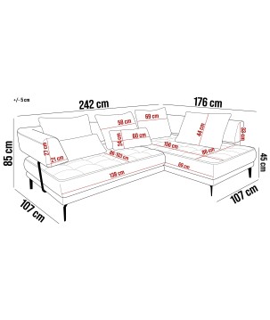 Narożnik GIOTTO L Prawostronnyelektryczna regulacja siedziska tkanina PERFECT HARMONY 04 WERSAL