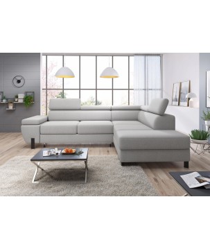 Narożnik MOLINA L układ L Prawostronny z funkcją spania w tkaninie CLOUD WERSAL