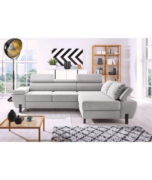 Narożnik MOLINA L układ L Prawostronny z funkcją spania w tkaninie CLOUD WERSAL