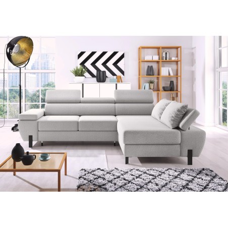 Narożnik MOLINA L układ L Prawostronny z funkcją spania w tkaninie CLOUD WERSAL