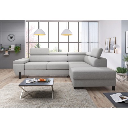 Narożnik MOLINA S układ L Prawostronny z funkcją spania w tkaninie CLOUD WERSAL