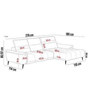 Narożnik MONTANA XL układ U Lewostronny z elektryczną regulacją siedziska WERSAL