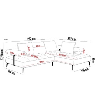 Narożnik MONTELLA L układ L Lewostronny z elektryczną regulacją siedziska WERSAL
