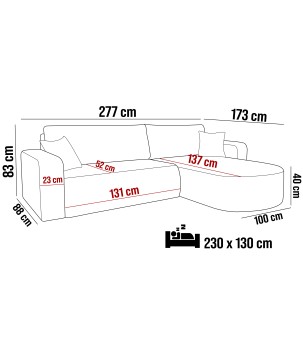 Narożnik BIS XL Uniwersalny z funkcją spania POSO 22 DomoHome