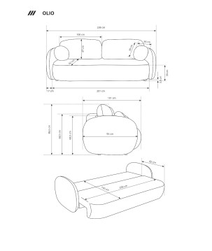 Sofa OLIO z funkcja spania i pojemnikiem ZIELONY ARAGON 39