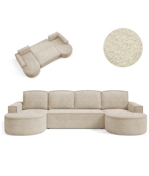 Narożnik MOLLY XL wolnostojący układ U z funkcją spania w tkaninie Abriamo 03 DomoHome