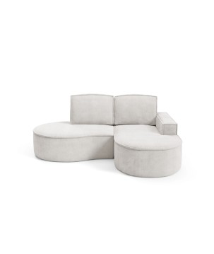 Narożnik MOLLY Prawostronny bez funkcji spania, wolnostojący tkanina CURIO 02 Biały