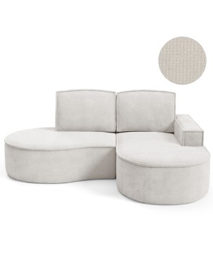 Narożnik MOLLY Prawostronny bez funkcji spania, wolnostojący tkanina CURIO 02 Biały