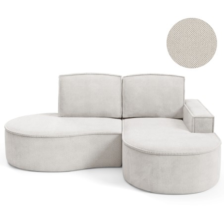 Narożnik MOLLY Prawostronny bez funkcji spania, wolnostojący tkanina CURIO 02 Biały