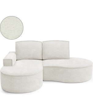 Narożnik MOLLY Lewostronny bez funkcji spania, wolnostojący tkanina ABRIAMO 04 Biały