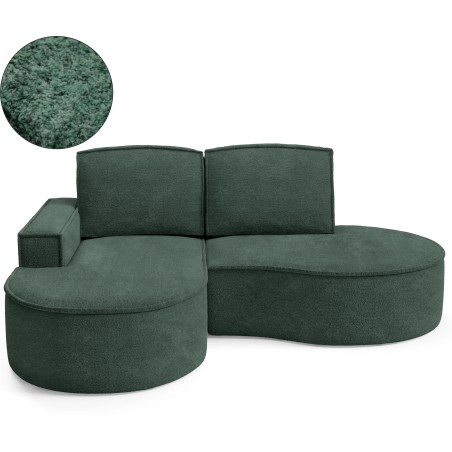 Narożnik MOLLY Lewostronny bez funkcji spania, wolnostojący tkanina ABRIAMO 09 Zielony