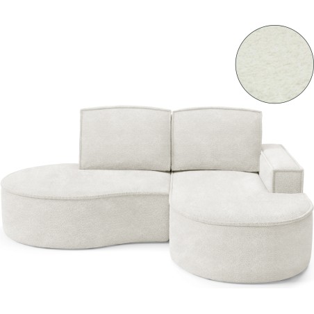 Narożnik MOLLY Prawostronny bez funkcji spania, wolnostojący tkanina ABRIAMO 04 Biały