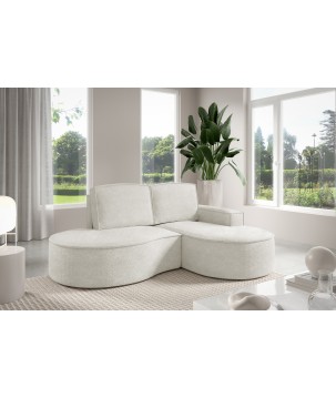 Narożnik MOLLY Prawostronny bez funkcji spania, wolnostojący tkanina ABRIAMO 04 Biały