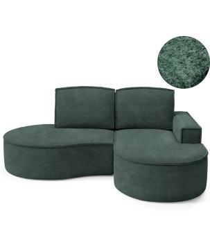 Narożnik MOLLY Prawostronny bez funkcji spania, wolnostojący tkanina ABRIAMO 09 Zielony