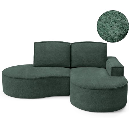 Narożnik MOLLY Prawostronny bez funkcji spania, wolnostojący tkanina ABRIAMO 09 Zielony