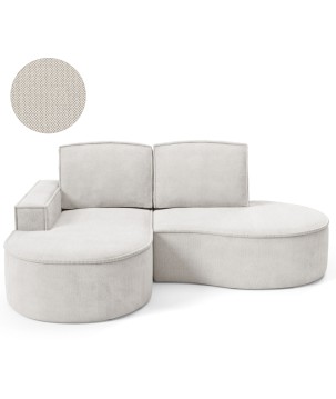 Narożnik MOLLY Lewostronny bez funkcji spania, wolnostojący tkanina CURIO 02 Biały