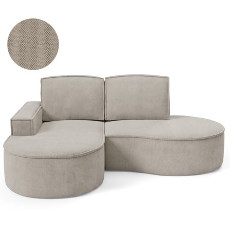 Narożnik MOLLY Lewostronny bez funkcji spania, wolnostojący tkanina CURIO 11 Popielaty