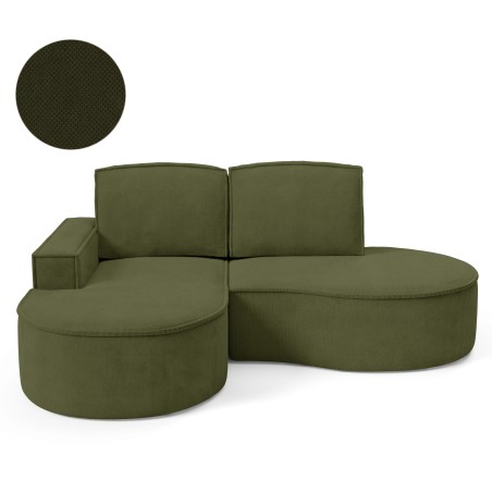 Narożnik MOLLY Lewostronny bez funkcji spania, wolnostojący tkanina CURIO 39 Zielony