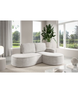 Narożnik MOLLY Prawostronny bez funkcji spania, wolnostojący tkanina CURIO 02 Biały