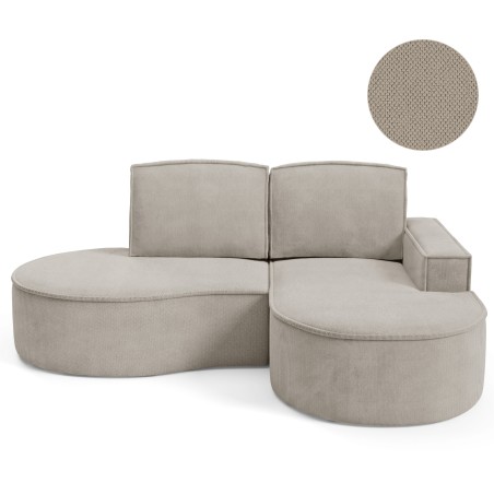 Narożnik MOLLY Prawostronny bez funkcji spania, wolnostojący tkanina CURIO 11 Popielaty