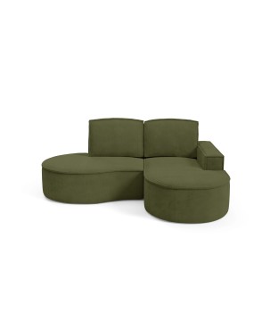 Narożnik MOLLY Prawostronny bez funkcji spania, wolnostojący tkanina CURIO 39 Zielony