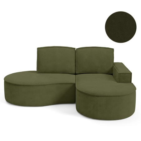 Narożnik MOLLY Prawostronny bez funkcji spania, wolnostojący tkanina CURIO 39 Zielony