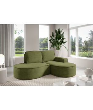 Narożnik MOLLY Prawostronny bez funkcji spania, wolnostojący tkanina CURIO 39 Zielony