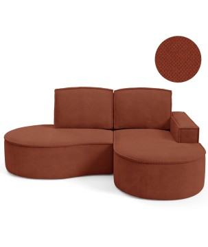 Narożnik MOLLY Prawostronny bez funkcji spania, wolnostojący tkanina CURIO 55 Miedziany