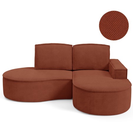 Narożnik MOLLY Prawostronny bez funkcji spania, wolnostojący tkanina CURIO 55 Miedziany