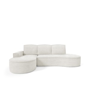 Narożnik MOLLY Lewostronny z funkcją spania, wolnostojący tkanina ABRIAMO 04 Biały