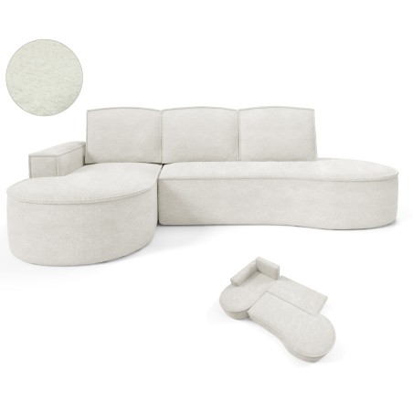 Narożnik MOLLY Lewostronny z funkcją spania, wolnostojący tkanina ABRIAMO 04 Biały