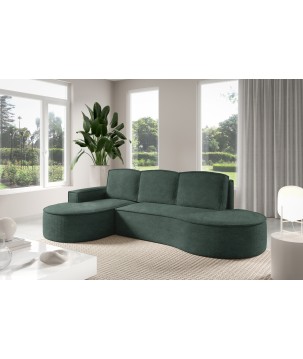 Narożnik MOLLY Lewostronny z funkcją spania, wolnostojący tkanina ABRIAMO 09 Zielony