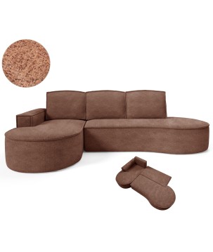 Narożnik MOLLY Lewostronny z funkcją spania, wolnostojący tkanina ABRIAMO 12 Miedziany