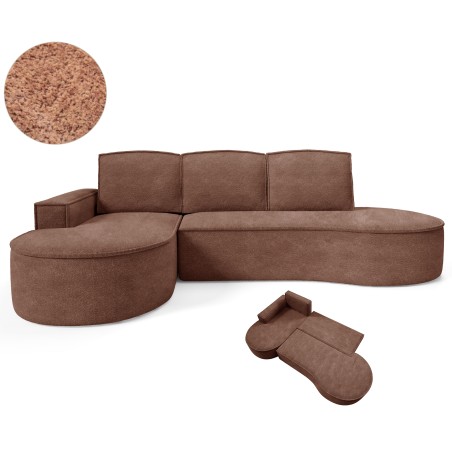 Narożnik MOLLY Lewostronny z funkcją spania, wolnostojący tkanina ABRIAMO 12 Miedziany