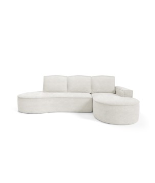 Narożnik MOLLY Prawostronny z funkcją spania, wolnostojący tkanina ABRIAMO 04 Biały