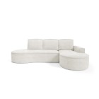 Narożnik MOLLY Prawostronny z funkcją spania, wolnostojący tkanina ABRIAMO 04 Biały