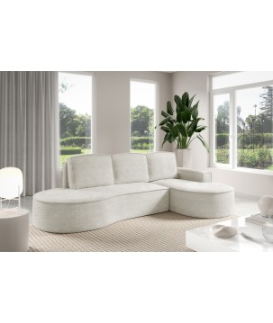 Narożnik MOLLY Prawostronny z funkcją spania, wolnostojący tkanina ABRIAMO 04 Biały