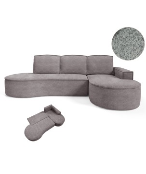 Narożnik MOLLY Prawostronny z funkcją spania, wolnostojący tkanina ABRIAMO 07 Szary