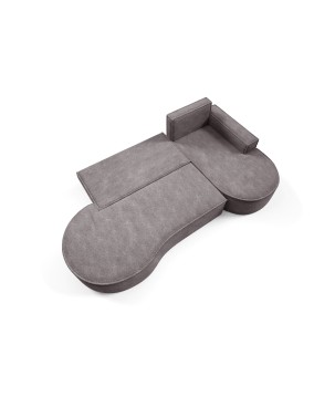 Narożnik MOLLY Prawostronny z funkcją spania, wolnostojący tkanina ABRIAMO 07 Szary