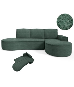 Narożnik MOLLY Prawostronny z funkcją spania, wolnostojący tkanina ABRIAMO 09 Zielony