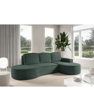 Narożnik MOLLY Prawostronny z funkcją spania, wolnostojący tkanina ABRIAMO 09 Zielony