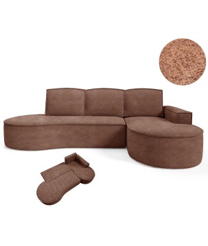 Narożnik MOLLY Prawostronny z funkcją spania, wolnostojący tkanina ABRIAMO 12 Miedziany