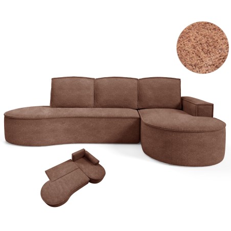 Narożnik MOLLY Prawostronny z funkcją spania, wolnostojący tkanina ABRIAMO 12 Miedziany